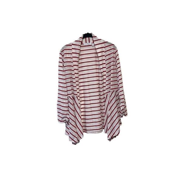 Kim Rogers Size Petite Large (PL) Red and White Cardigan - Picture 1 of 3
